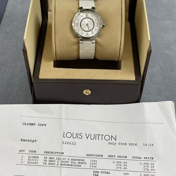 Authentic Louis Vuitton 28mm Tambour Diamond White wristwatch - Picture 6 of 11